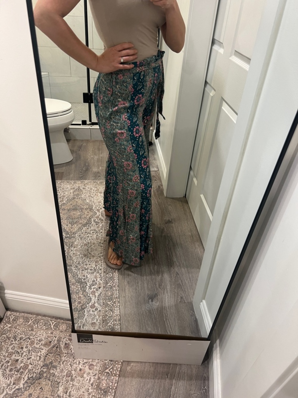Women's Green Floral Wrap Maxi Skirt